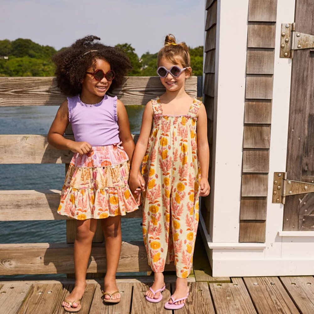 Girls Allie Skirt in Gilded Floral Mix | Boho Chic Vibes | Pink Chicken - Picture 2 of 2
